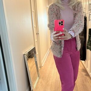 Culture Pink and Cream Textured Cardigan